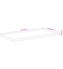 Dessus de table 80x40x2,5 cm rectangulaire bois massif acacia