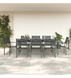Ensemble à manger de jardin 9 pcs noir textilène et acier