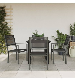 Ensemble à manger de jardin 5 pcs noir textilène et acier