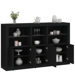 Buffet avec lumières LED noir 162x37x100 cm