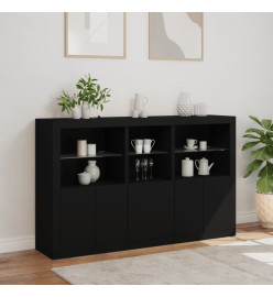 Buffet avec lumières LED noir 162x37x100 cm