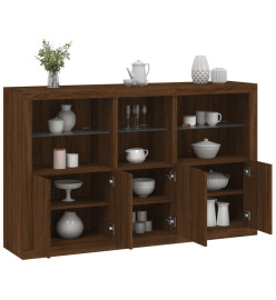 Buffet avec lumières LED chêne marron 162x37x100 cm