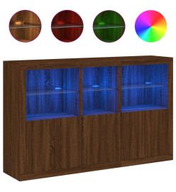 Buffet avec lumières LED chêne marron 162x37x100 cm