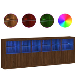Buffet avec lumières LED chêne marron 283x37x100 cm