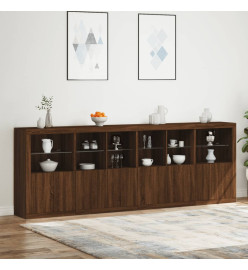 Buffet avec lumières LED chêne marron 283x37x100 cm