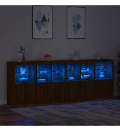 Buffet avec lumières LED chêne marron 283x37x100 cm