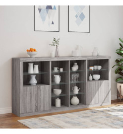 Buffet avec lumières LED sonoma gris 202x37x100 cm