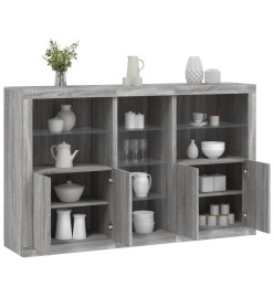 Buffet avec lumières LED sonoma gris 162x37x100 cm