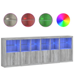 Buffet avec lumières LED sonoma gris 283x37x100 cm