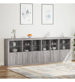 Buffet avec lumières LED sonoma gris 283x37x100 cm