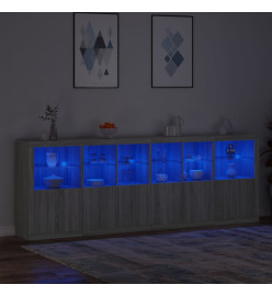 Buffet avec lumières LED sonoma gris 283x37x100 cm