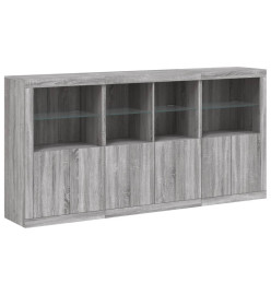 Buffet avec lumières LED sonoma gris 202x37x100 cm