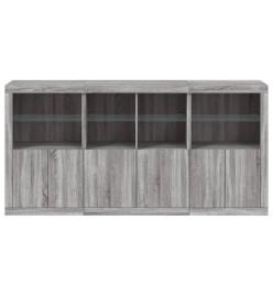 Buffet avec lumières LED sonoma gris 202x37x100 cm