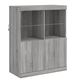 Buffet avec lumières LED sonoma gris 202x37x100 cm