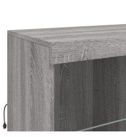 Buffet avec lumières LED sonoma gris 202x37x100 cm