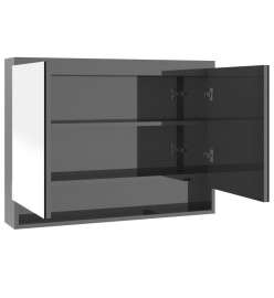 Armoire à miroir de salle de bain 80x15x60 cm MDF Gris brillant