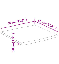 Comptoir de salle de bain 60x60x3,8 cm carré bois massif acacia