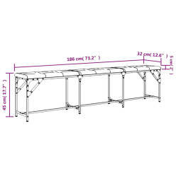 Banc à manger gris clair 186x32x45 cm acier et tissu