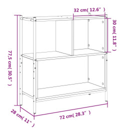 Bibliothèque chêne fumé 72x28x77,5 cm bois d'ingénierie