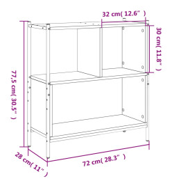 Bibliothèque chêne marron 72x28x77,5 cm bois d'ingénierie