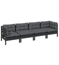 Salon de jardin 4 pcs avec coussins Bois de pin massif