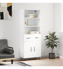 Buffet haut Blanc 69,5x34x180 cm Bois d'ingénierie