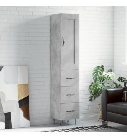 Buffet haut Gris béton 34,5x34x180 cm Bois d'ingénierie