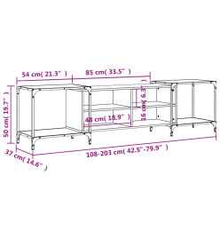 Meuble TV chêne fumé 203x37x50 cm bois d'ingénierie