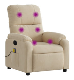 Fauteuil inclinable de massage crème tissu microfibre