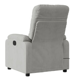 Fauteuil inclinable de massage gris clair tissu microfibre