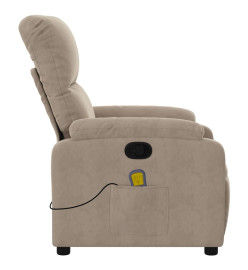 Fauteuil inclinable de massage taupe tissu microfibre