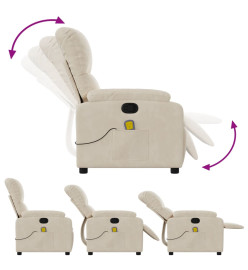 Fauteuil inclinable de massage beige tissu microfibre