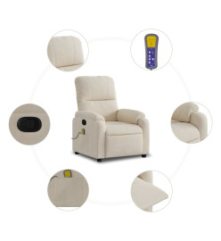 Fauteuil inclinable de massage beige tissu microfibre