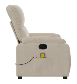 Fauteuil inclinable de massage beige tissu microfibre