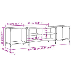 Meuble TV sonoma gris 203x37x50 cm Bois d'ingénierie