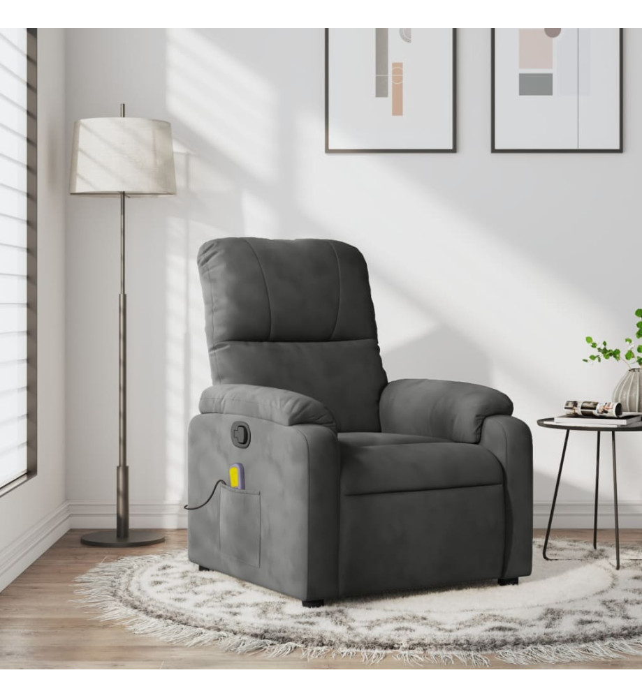 Fauteuil inclinable de massage gris foncé tissu microfibre