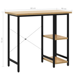 Bureau d'ordinateur Noir et chêne clair 80x40x72cm MDF et métal