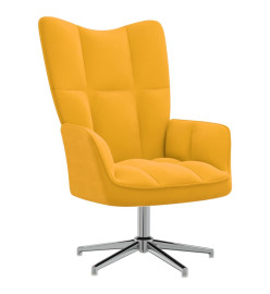 Chaise de relaxation avec repose-pied Jaune moutarde Velours