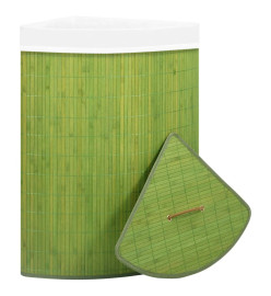 Panier à linge d'angle Bambou Vert 60 L