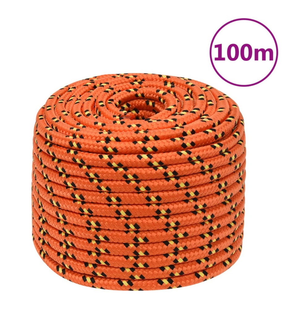 Corde de bateau Orange 14 mm 100 m Polypropylène