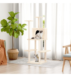 Arbre à chat avec griffoirs en sisal Crème 144,5 cm