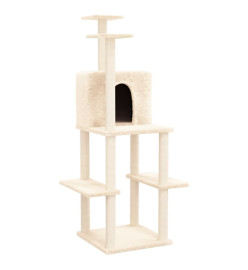 Arbre à chat avec griffoirs en sisal Crème 144,5 cm