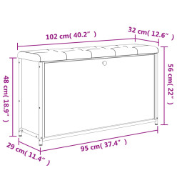 Banc à chaussures tiroir rabattable chêne fumé 102x32x56 cm