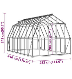 Serre avec cadre de base Anthracite 12,63 m² Aluminium