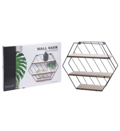 Home&Styling Support mural 3 niveaux naturel et noir