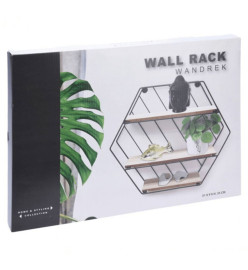 Home&Styling Support mural 3 niveaux naturel et noir