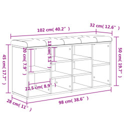 Banc à chaussures noir 102x32x50 cm bois d'ingénierie