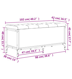 Banc de rangement noir 102x42x45 cm bois d'ingénierie