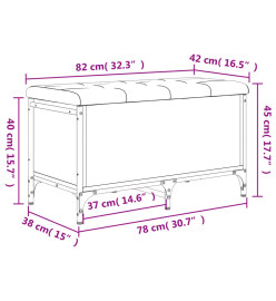 Banc de rangement noir 82x42x45 cm bois d'ingénierie