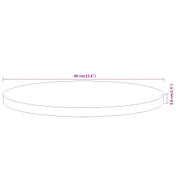 Dessus de table Ø60x3,8 cm rond bois massif d'acacia